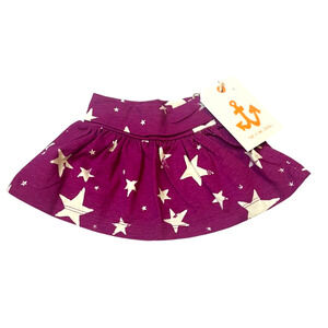 Noe and Zoe Baby Skirt Purple Inverse Stars Pull On Organic Cotton Size 0-3M NWT